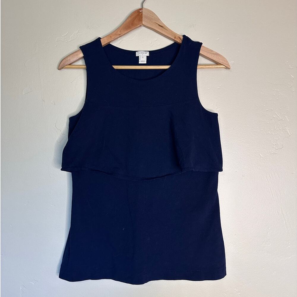 J. Crew F Navy Blue Tiered Cotton Tank